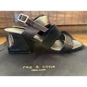 Rag & Bone Shoes Women's Size 40 Black Leather Block Heel Slingback Sandals